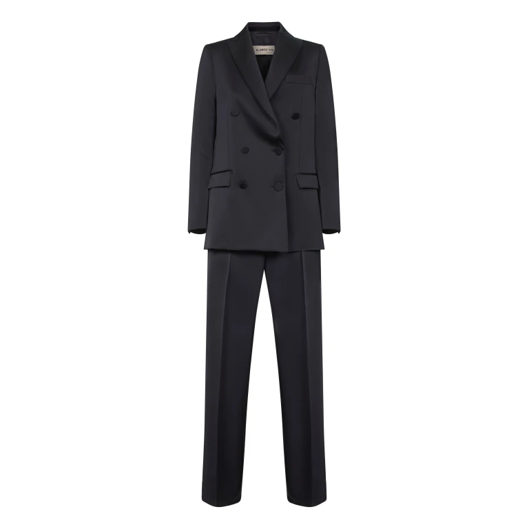 Midnight Blue Satin Suit