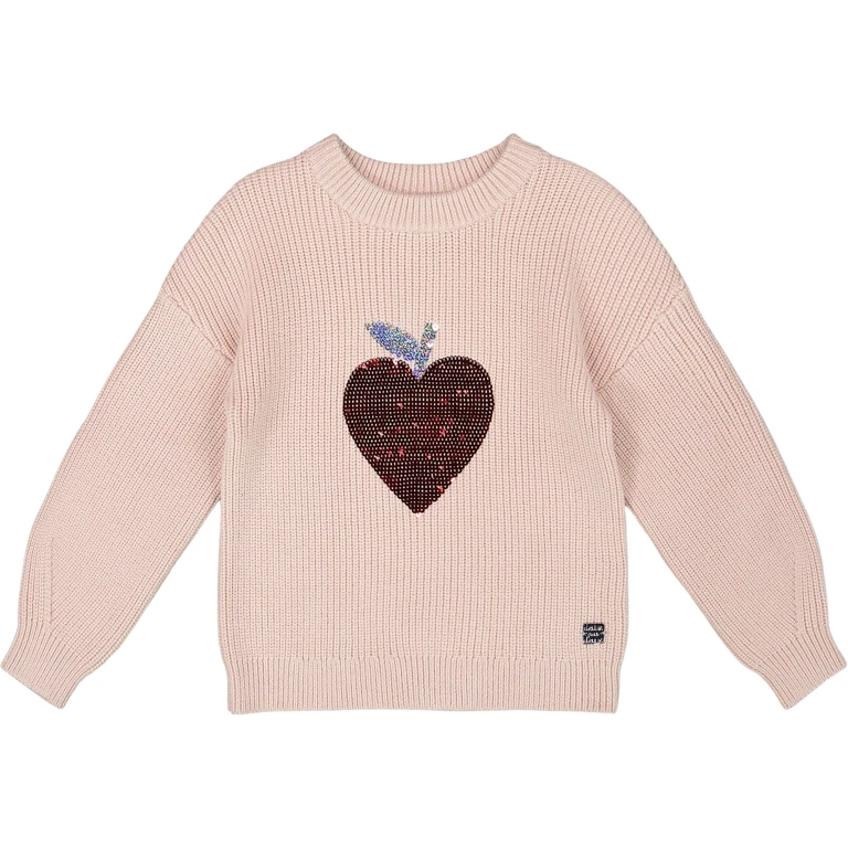 Knit Sweater with Sequin Heart - Big Girl