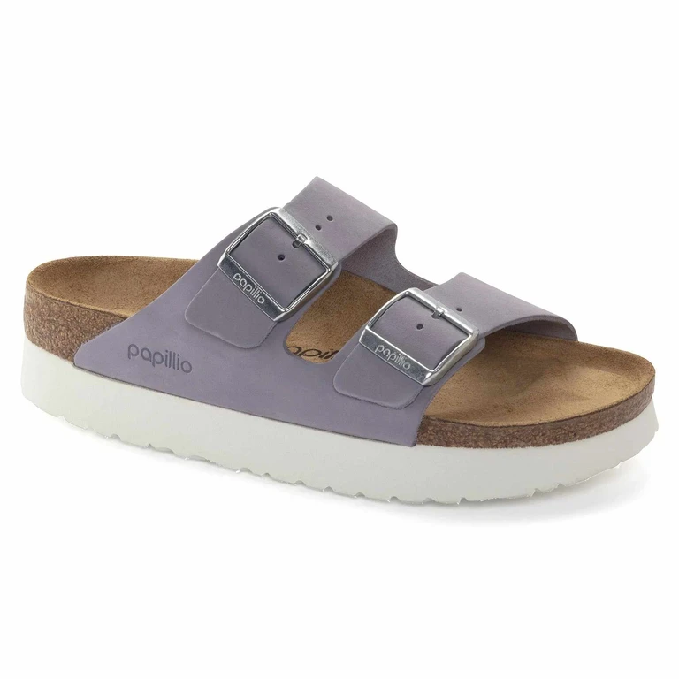 Women's Arizona Platform Nubuck Leather Purple Fog Sandals