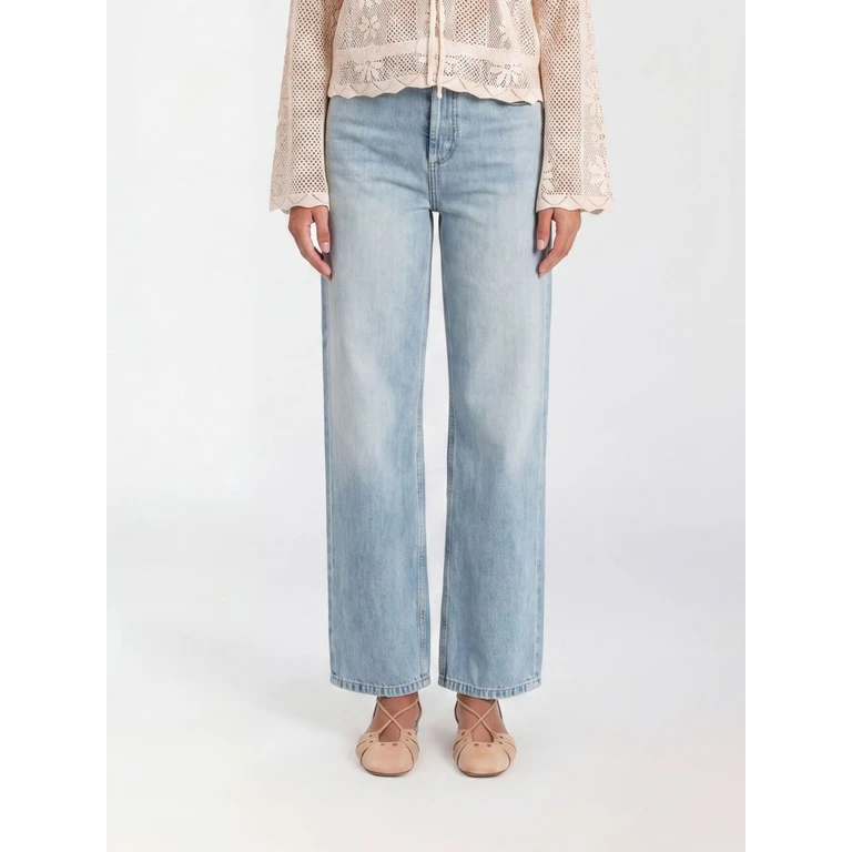 Mid-Rise Wide Leg Jeans in Cotton Denim (261TT251003498)