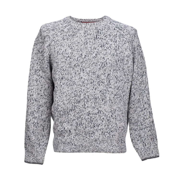 Gray Cashmere Knit Crew Neck Sweater
