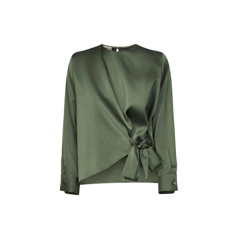 Green Satin Cesta Blouse