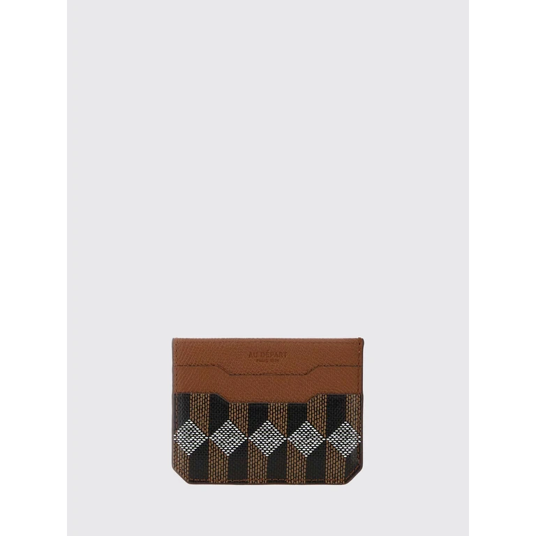 Printed Cotton and Leather Credit Card Holder (SCAH001283)