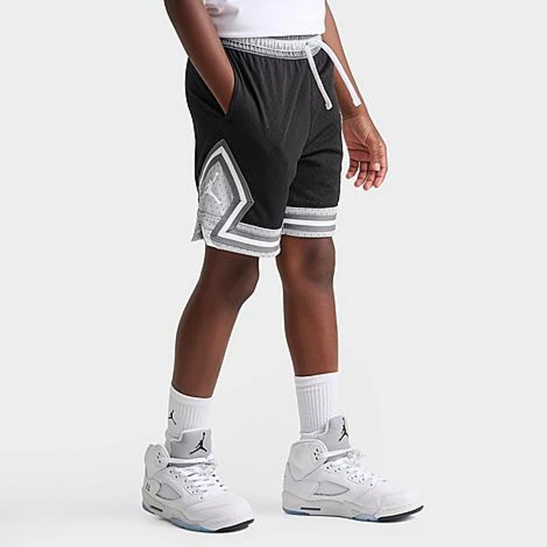 Big Kids Dri-FIT Diamond Mesh Basketball Shorts in Black/Light Smoke Grey Size: Small