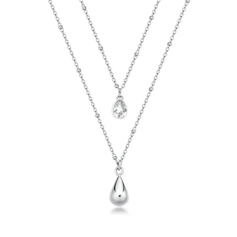 Double Tear Drop Perfect Steel Necklace bpc36