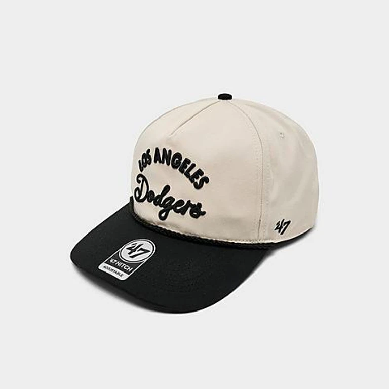 '47 Los Angeles Dodgers MLB Rope Script Hitch Snapback Hat in Natural/Black