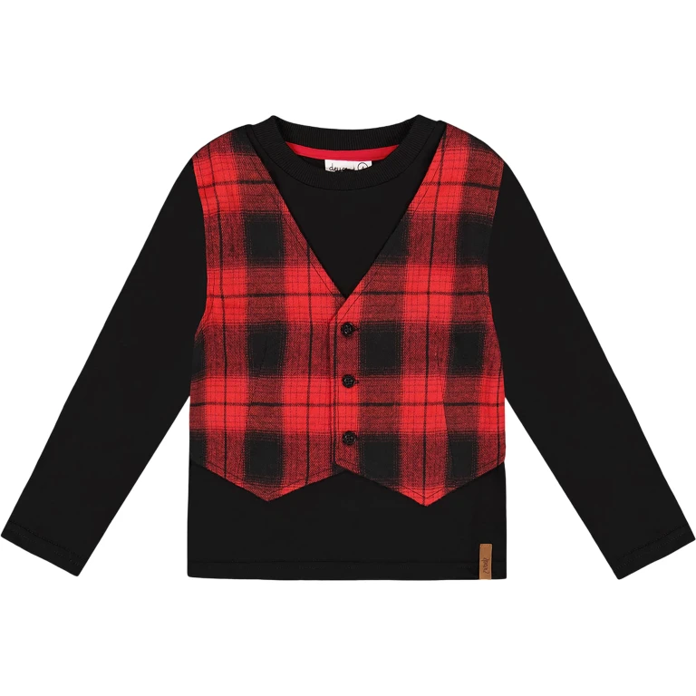 T-Shirt with Plaid Vest - Big Boy