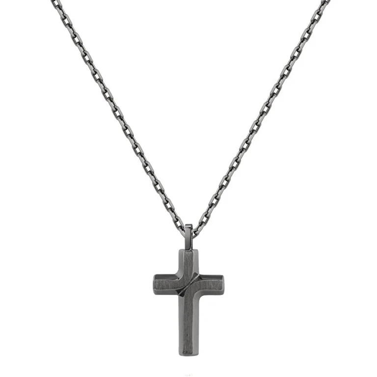 Elegante Black Necklace With Cross Backliner Bbc06