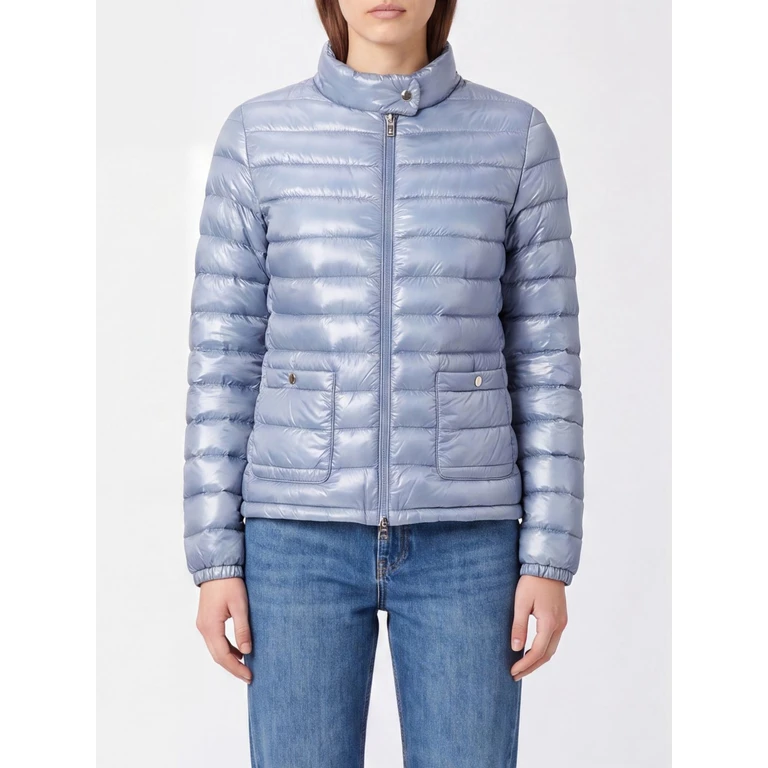 Short Ultralight Nylon Down Jacket with Biker Collar and Zip (PI002039D12017Z9026)