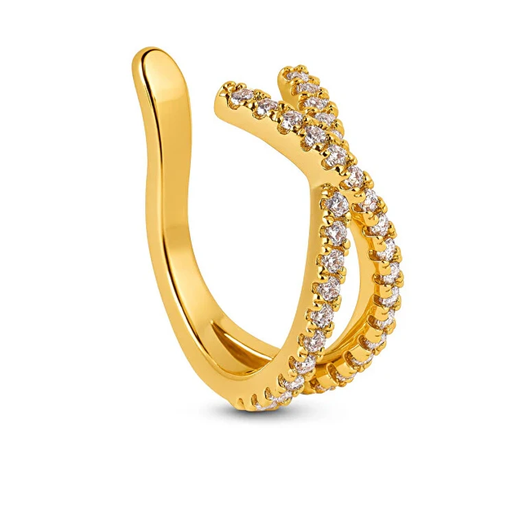 Single Sparkling Earring in Gold-Plated Steel