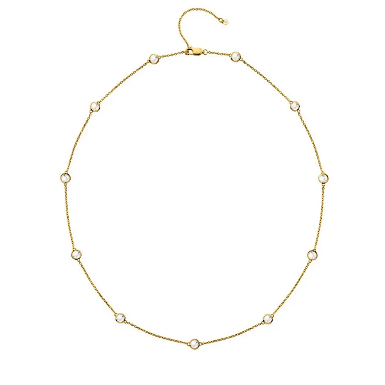 Luxurious Gold-Plated Necklace with Topaz and Authentic Diamond Gemstone Dn212
