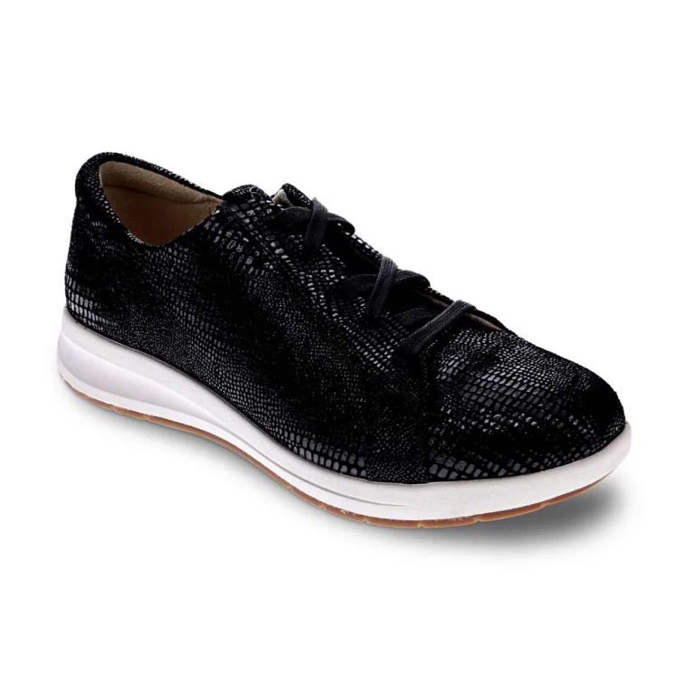 Athens Lace-Up Casual Sneaker - Black Lizard