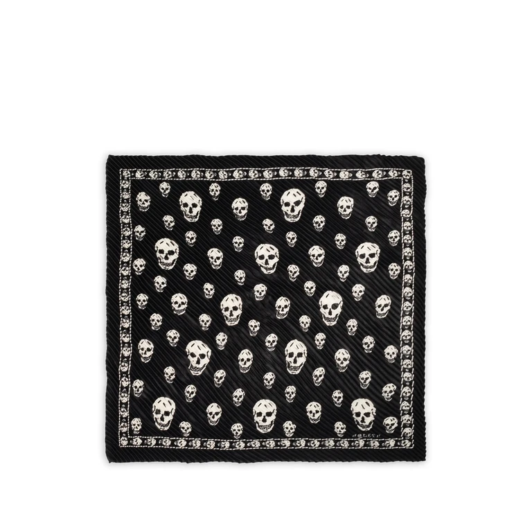 Skull-print Plissé Scarf