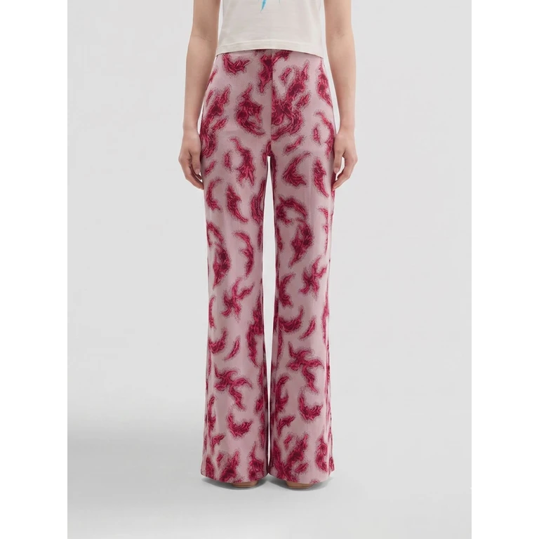 Easy Flared Trousers in Printed Organic Cotton Blend (23IM2M0B0404740F4X1)