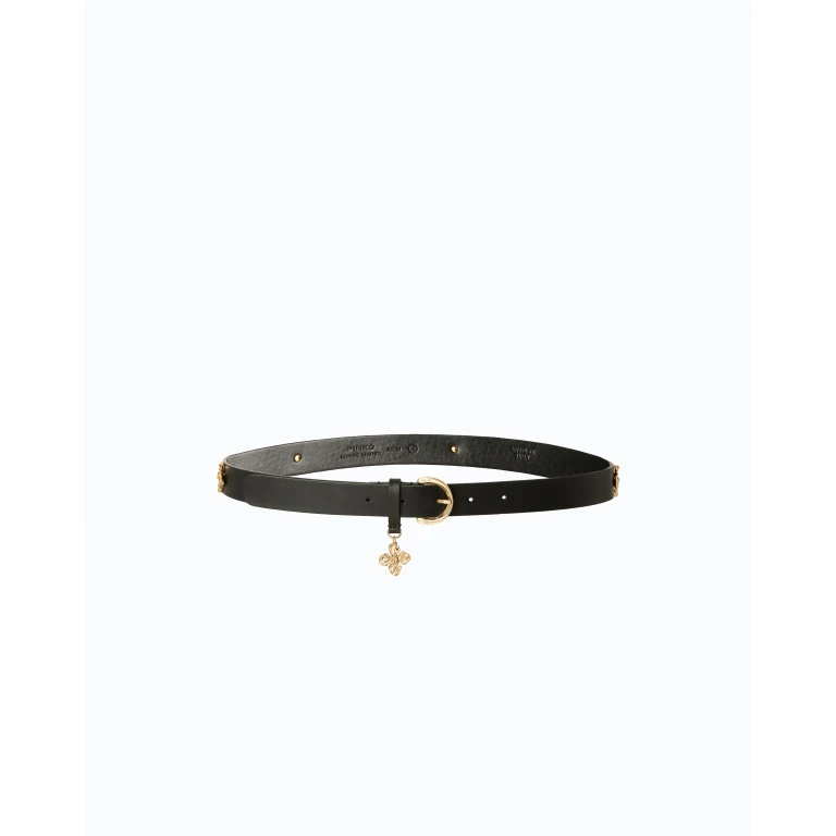 Ceinture en cuir avec clous en forme de fleurs 2 cm - XS