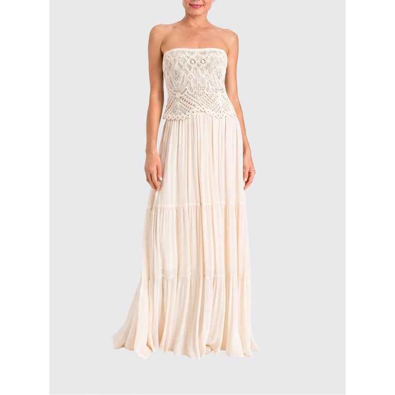 Long Cotton Dress with Knit Inserts (261LM2NNN00145)