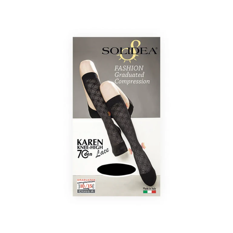 Solidea Karen Lace Knee High Knee Highs 70Den Compression 10 15mmHg 1S Black