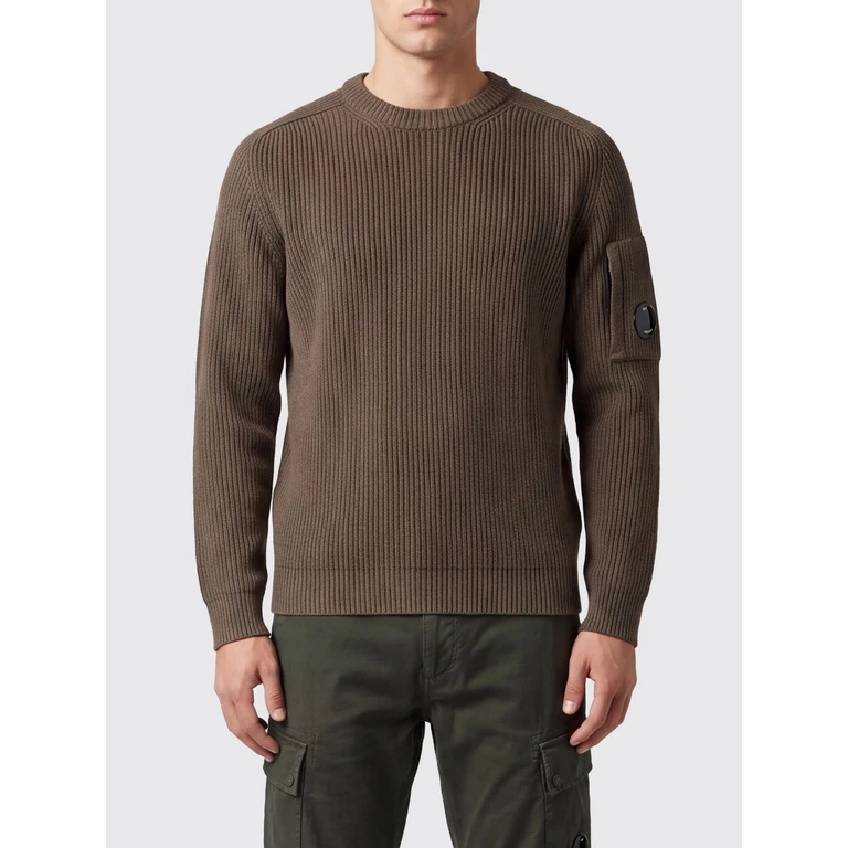 C. P. COMPANY Crewneck Jumper in Cotton with Contrasting Logo (21CMKN101A006608A683)