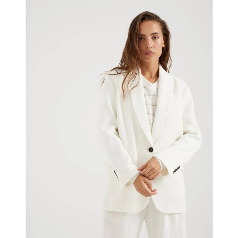 Wooff White Linen Blend Jacket