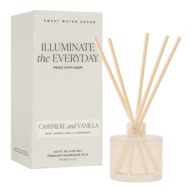 Cashmere and Vanilla White Translucent Tinted Glass Jar Reed Diffuser