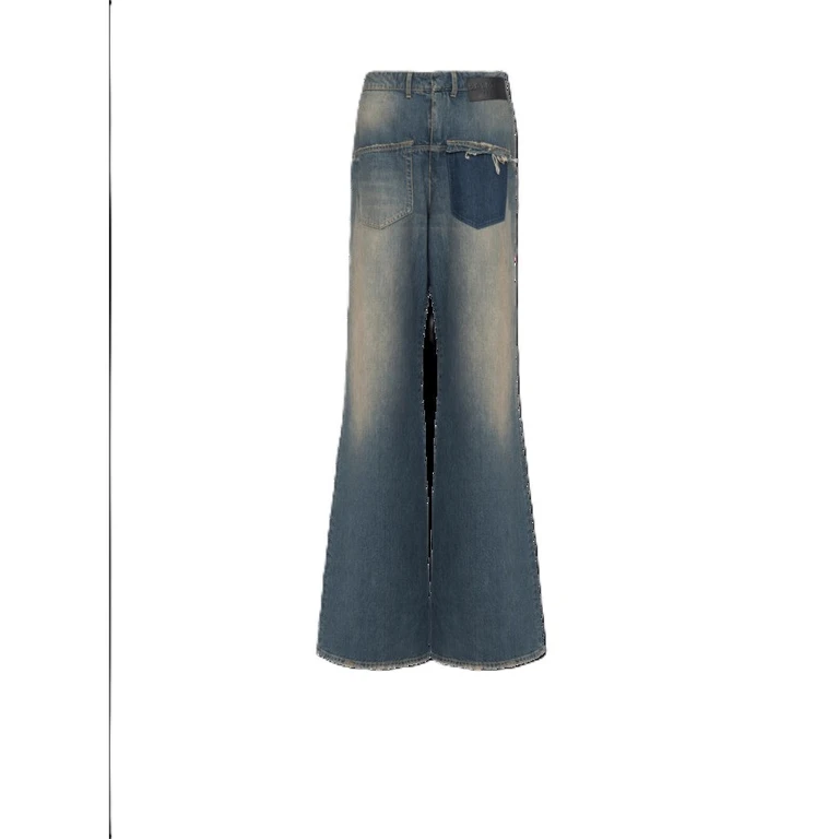 Men'S Light Blue Wide-Leg Denim Trousers