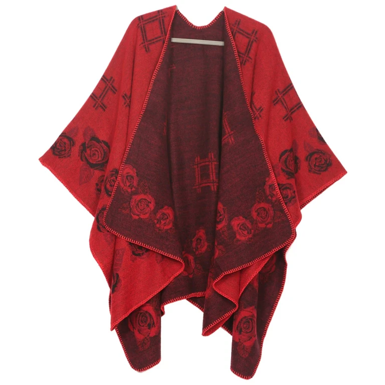 Sakkas Lupe Womens Reversible Poncho Wrap Cape Shawl Sweater Coat Cardigan Pattern