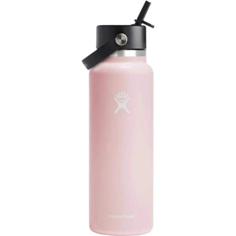 Wide Mouth Water Bottle with Flex Straw Cap 40oz
