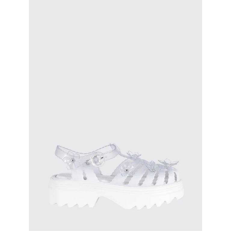Possession Sakura Platform Sandals with Flower Appliqué (37882BU740ADWHITECLEAR)