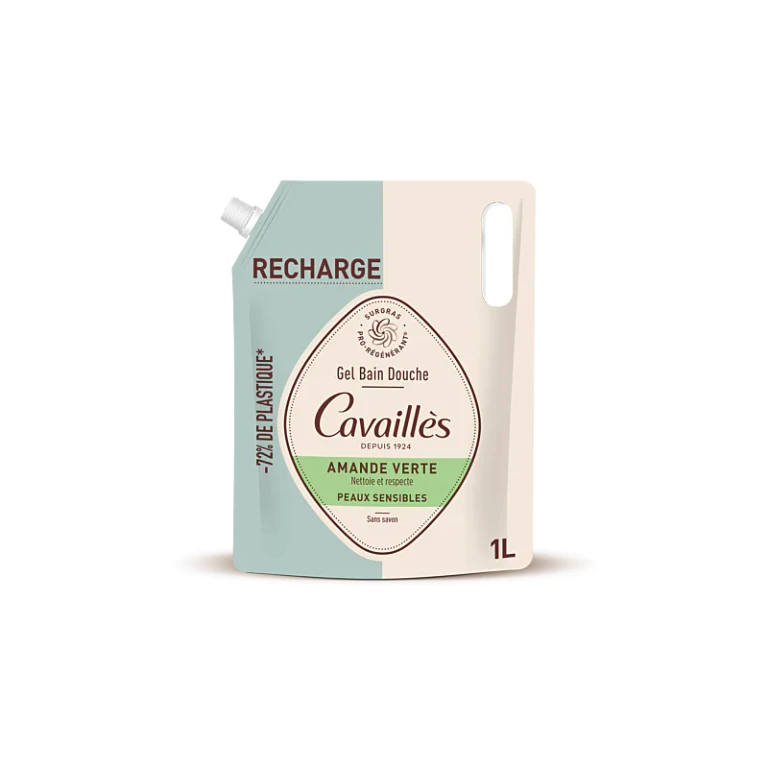 Cavaillès Eco-refill Bath and Shower Gel Green Almond 1L