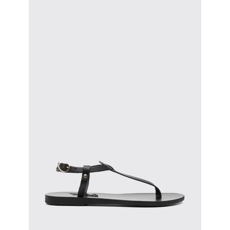 Lito Leather Thong Sandals with Low Heel (103701051LITOBLACK)