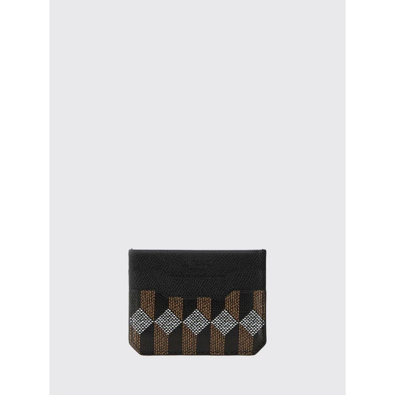 Printed Cotton and Leather Credit Card Holder (SCAH001682)