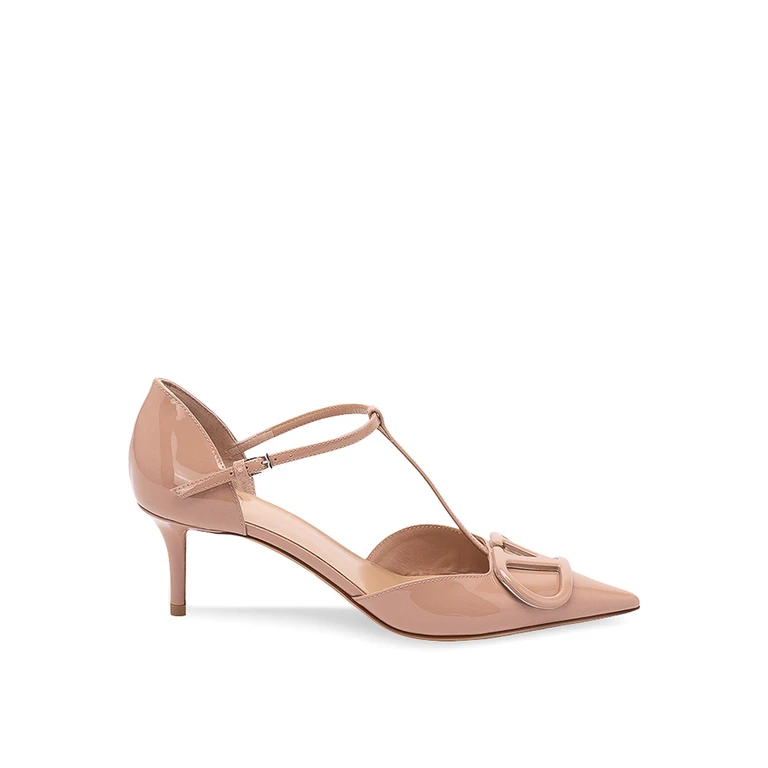 VALENTINO GARAVANI VLogo Signature Patent Leather Slingback Pumps with Stiletto Heel (S0R01DUWGF9)