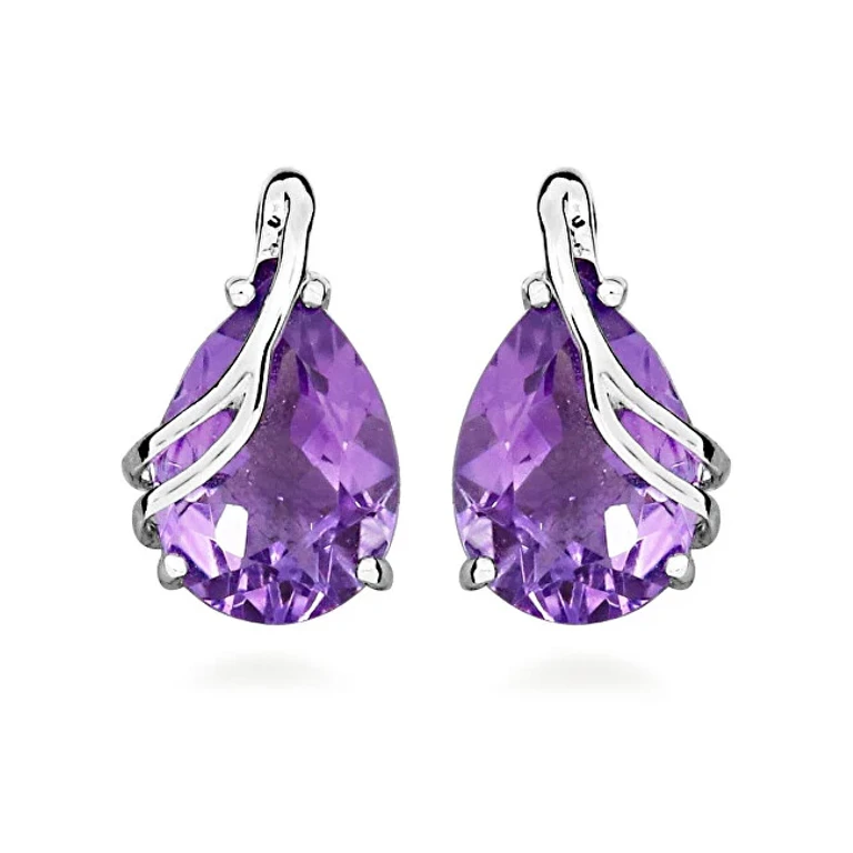 Stunning Silver Earrings with Colored Amethyst Stones Sc589