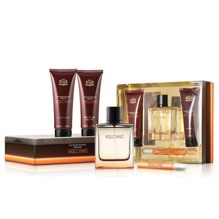 New Brand Set: Volcano Eau De Toilette for Men 100 ml + Volcano Eau De Toilette for Men 15 ml + Volcano Body Wash Gel for All Skin Types 130 ml + Volc