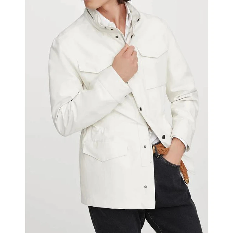 Ecru Linen Silk Field Jacket
