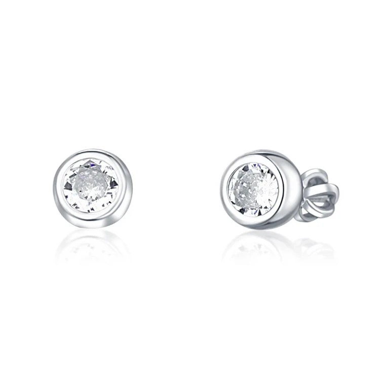 Stud Earrings in Fine Silver with Zirconia Svle1517Xh2Bi - Diameter: 0.7 cm