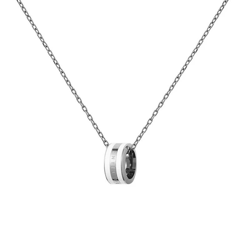Elegant steel necklace with round pendant Emalie DW00400304