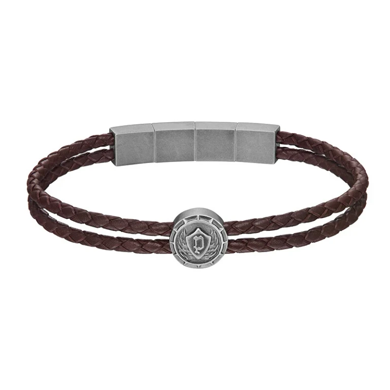 Men's Double Leather Bracelet Crest Peagb0023303