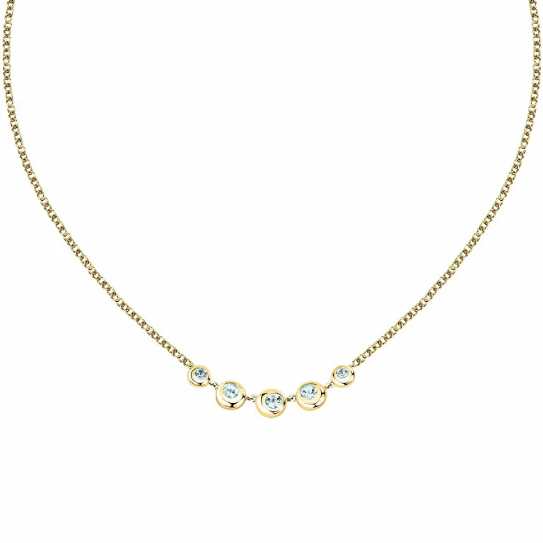 Gold-Plated Necklace With Blue Semi-Precious Topaz Saxn01