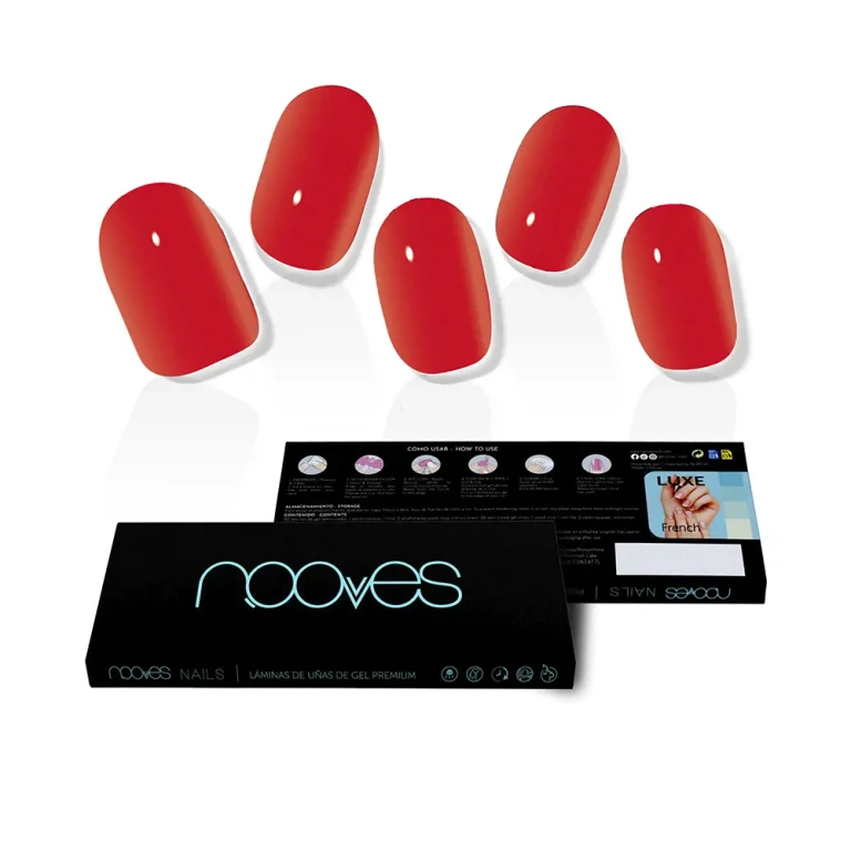 Crimson Red Premium Gel Nail Sheets Luxe Solid Red 20 U