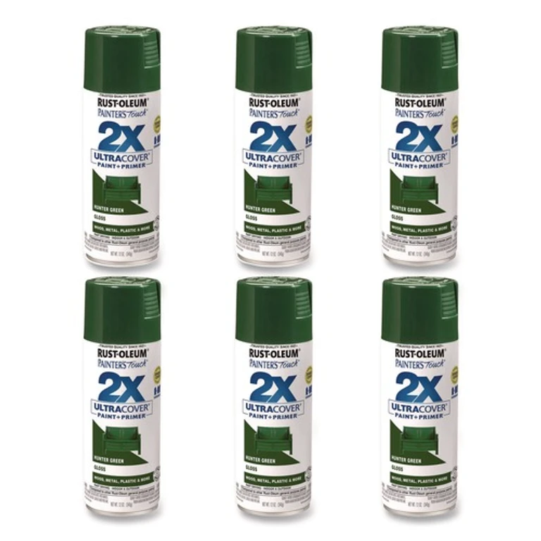 334034 Painter's Touch 2X Ultra Cover Spray Paint, Gloss Hunter Green, 12 oz Aerosol Can, 6/Carton