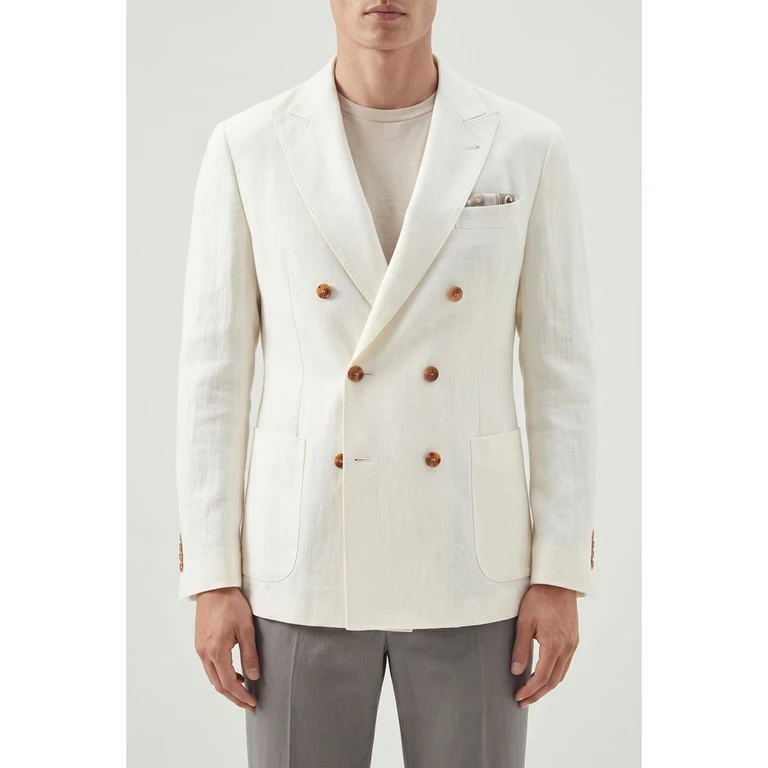 Off White Linen Wool Blazer