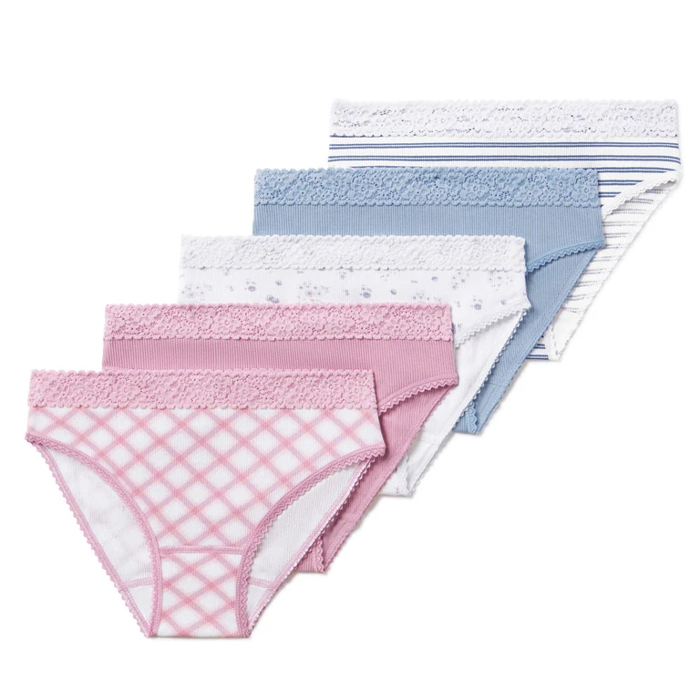 5PK GIRLS BIKINI - BLUE/PURPLE PACK M:- M, Blue/Purple