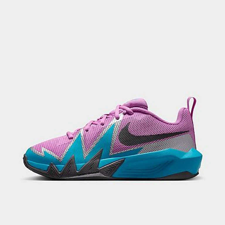 Big Kids S. T. Dynamite Basketball Shoes in Fuchsia Glow/Baltic Blue/Metallic Silver Size: 3.5