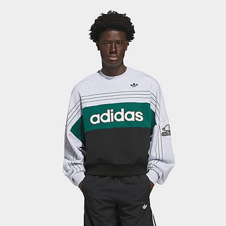 adidas Men's Originals Varsity Crewneck Sweatshirt in Light Grey Heather Size: XXS