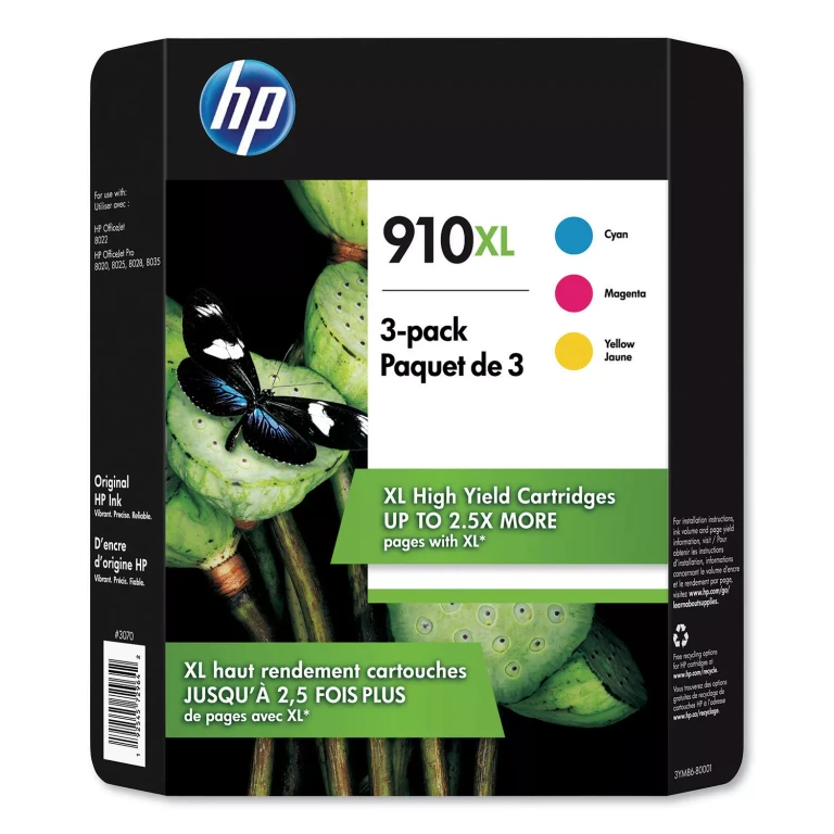 910XL, High Yield Cyan/Magenta/Yellow Original Ink Cartridge, 3 Color Pack