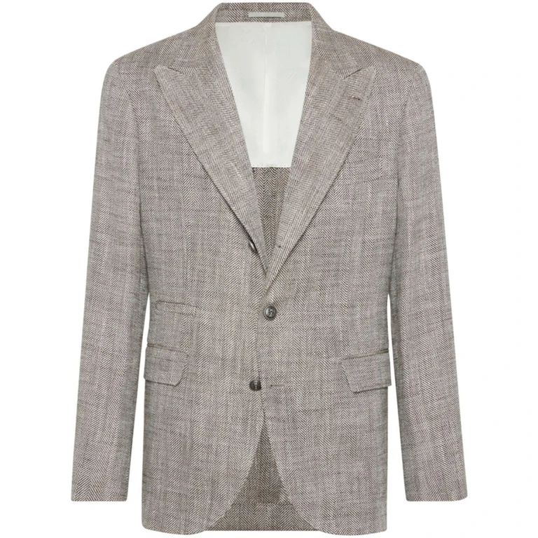 Herringbone Silk Linen Blazer