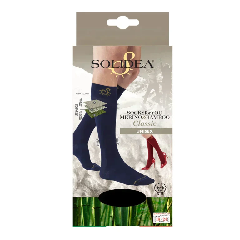 Solidea Socks For You Merino Bamboo Classic Knee High 18 24 mmHg Black 2M