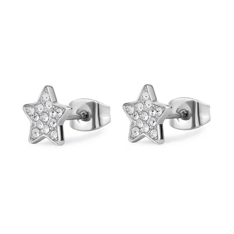 Stainless Steel Earrings With Clear Crystals Stars Aurora Sar50