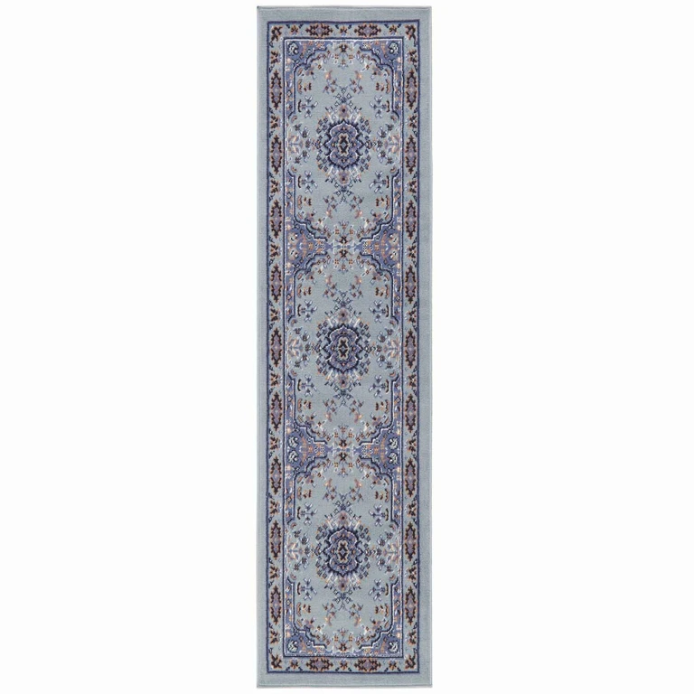 Area Rug, Assorted Designs & Sizes:- 2'x7', Grey/Blue